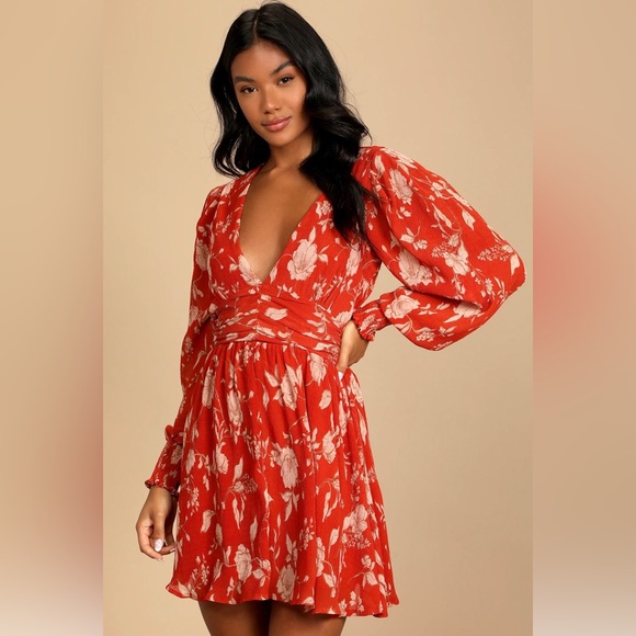 Lulu's Scarlet Floral Mini Dress - Picture 3 of 11
